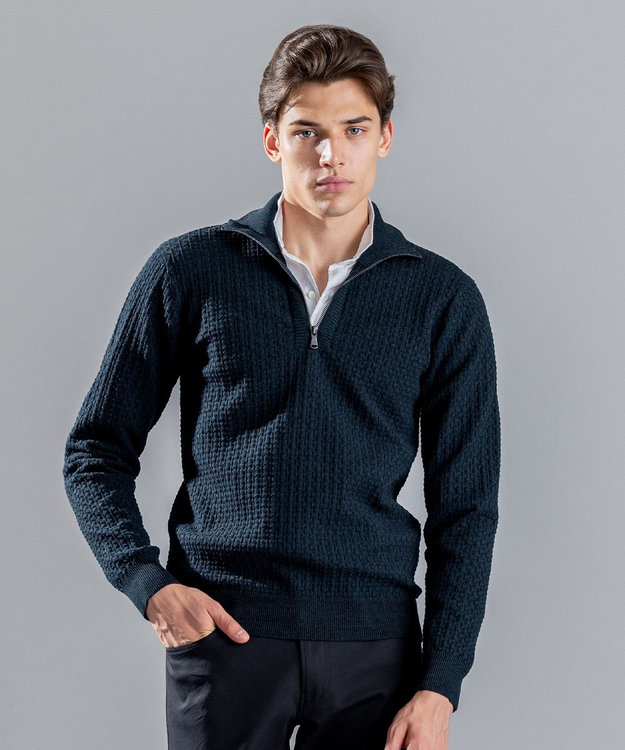 JOSEPH HOMME 【WEB限定】ヴィスコースリンクス　ハーフジップニット ピーコックグリーン系