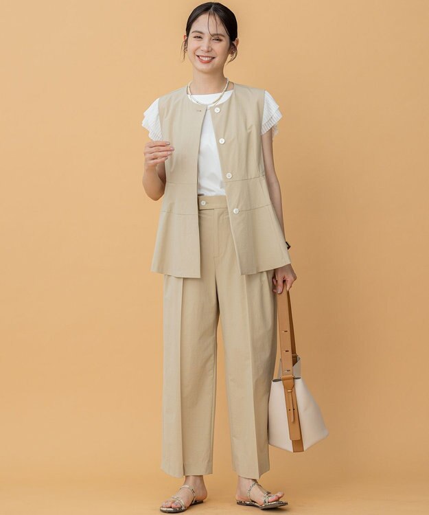 組曲 S スーパーライトストレッチ ワイドパンツ ベージュ系