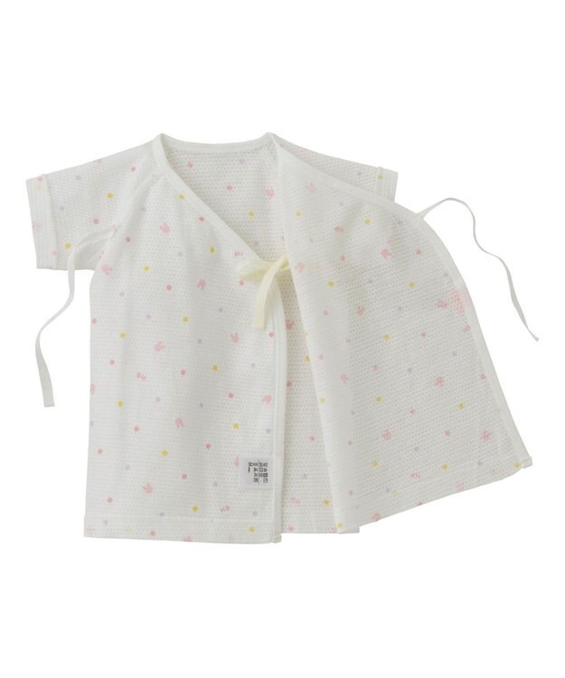 MIKI HOUSE HOT BISCUITS 【50-60cm】 メッシュ素材 総柄短肌着 ピンク