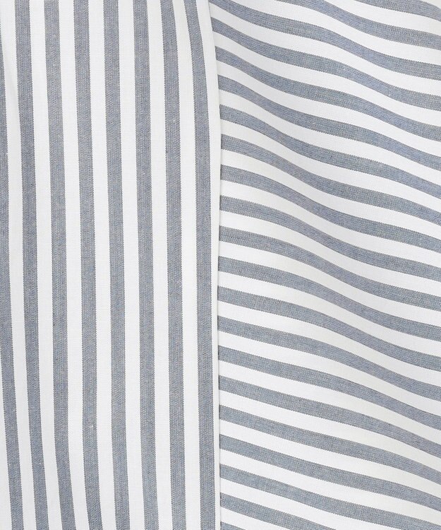 UNFILO 【新色追加】ギャザーワイドシャツ ネイビーストライプ