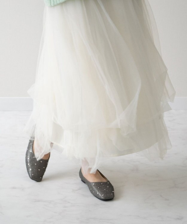 Bridget Birkin 【Bridget Birkin】ドットビジューグリッターフラットシューズ シルバー雑材