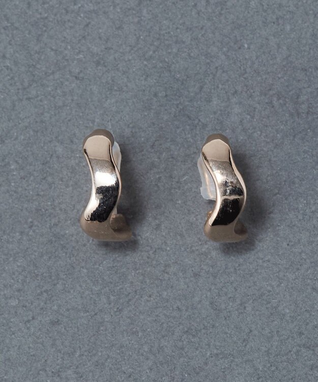 Phoebe 〈痛くないシリーズ/金属アレルギー対応〉リップルフープライトフィットイヤリング フープイヤリング/シンプル/変形 シャンパンゴールド