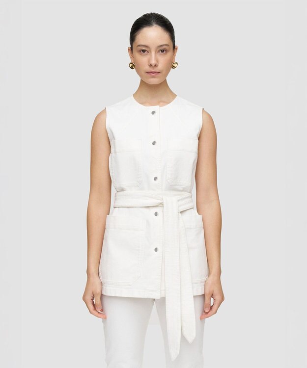 JOSEPH デニムストレッチ　ノースリーブジャケット White