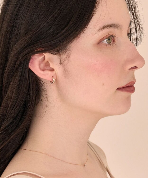 Phoebe 〈痛くないシリーズ/金属アレルギー対応〉リップルフープライトフィットイヤリング フープイヤリング/シンプル/変形 シャンパンゴールド