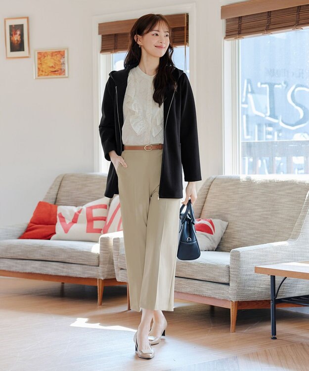 Tiaclasse L 【洗える】ソフトダンボールバックフレアフーディー ブラック