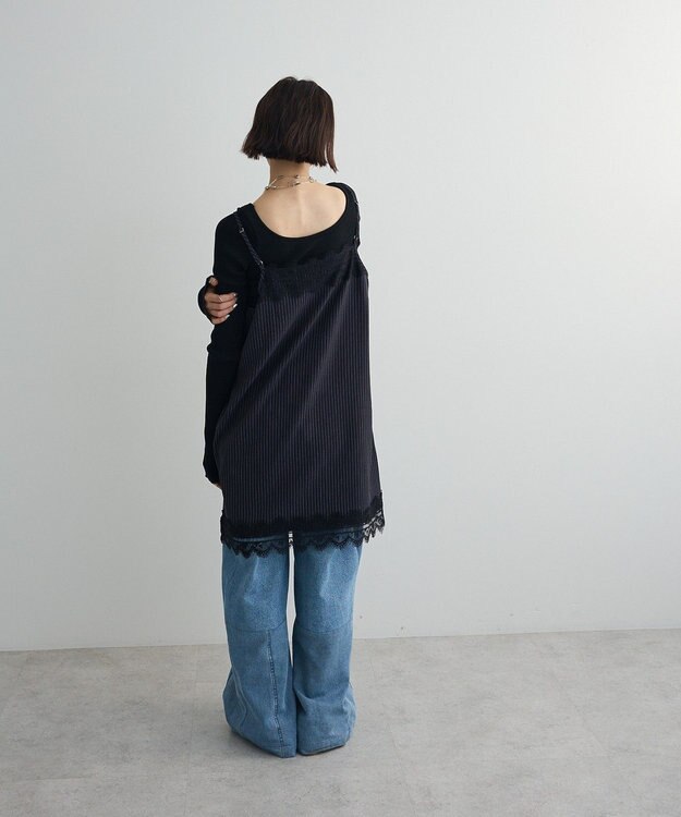 Green Parks ２ＷＡＹレース×ピンストライプキャミソールワンピース Dark Navy