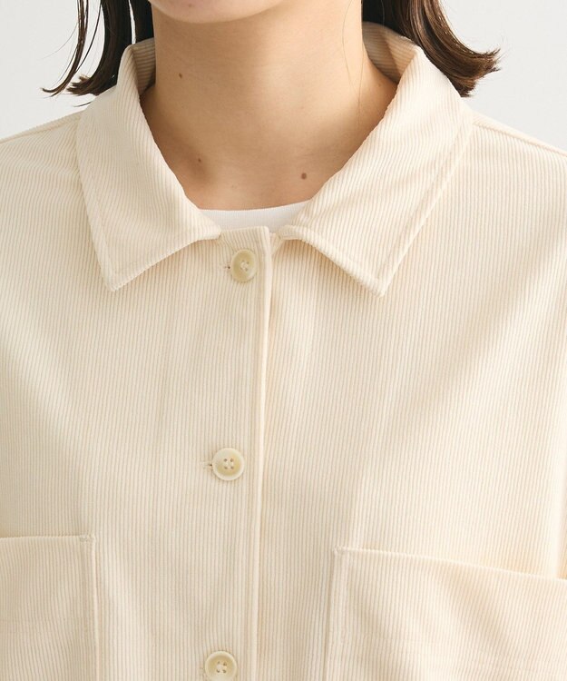 Green Parks ソフトコーデュロイショートシャツ Off White