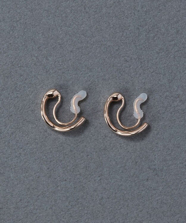 Phoebe 〈痛くないシリーズ/金属アレルギー対応〉リップルフープライトフィットイヤリング フープイヤリング/シンプル/変形 シャンパンゴールド