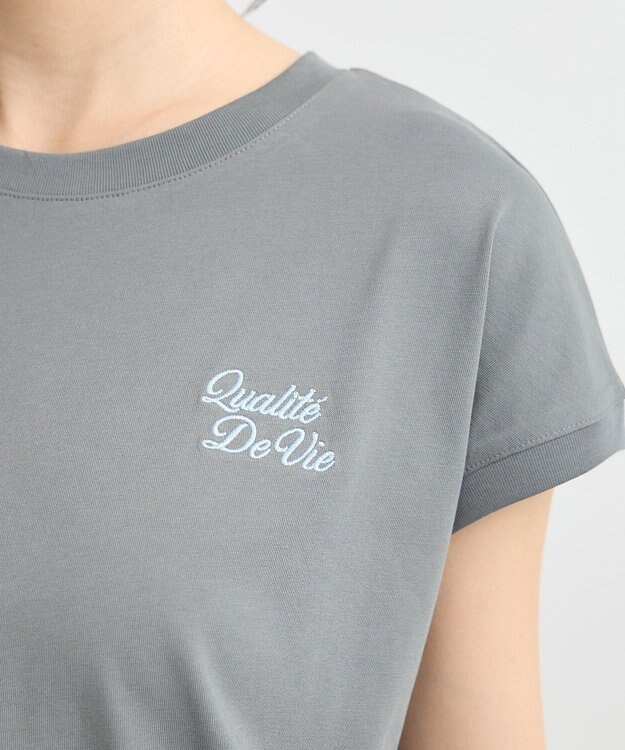 earth music&ecology 【接触冷感/洗濯機可】Ｑｕａｌｉｔｅ　Ｄｅ　ＶｉｅフレンチＴ Charcoal Gray