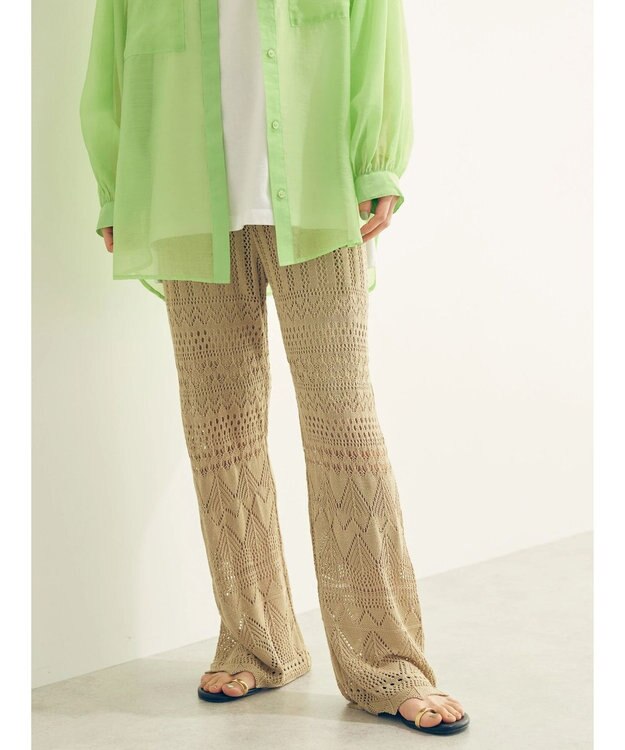 AMERICAN HOLIC 透かし編みニットパンツ Beige