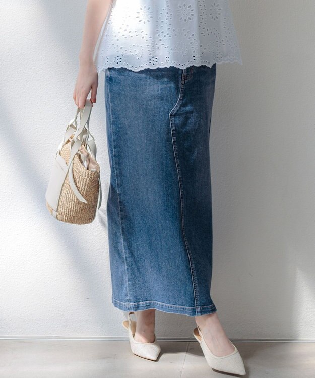 23区 23区DENIM Iライン デニムスカート スカイブルー系