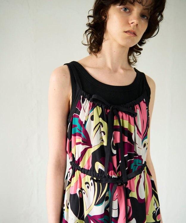 GRACE CONTINENTAL キカバードプリントワンピース ピンク