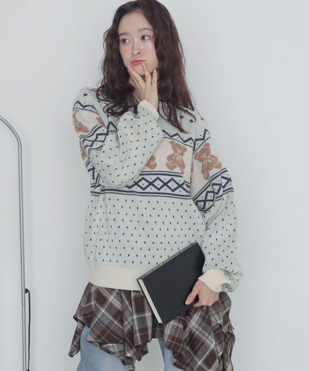 WEGO ノルディックベアニットプルーバー ホワイト