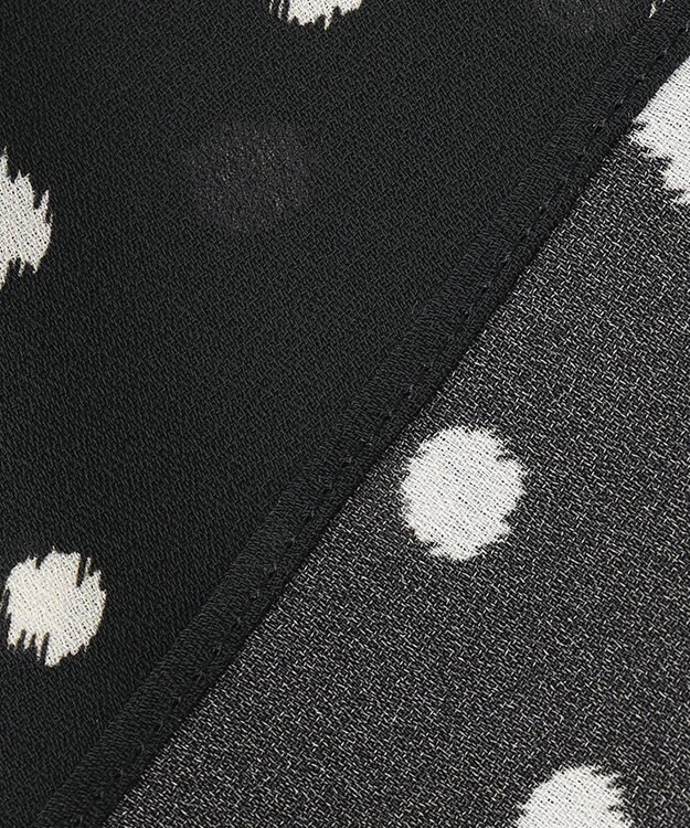 自由区 【セットアップ可】ドットプリント スキッパーブラウス ブラック系5