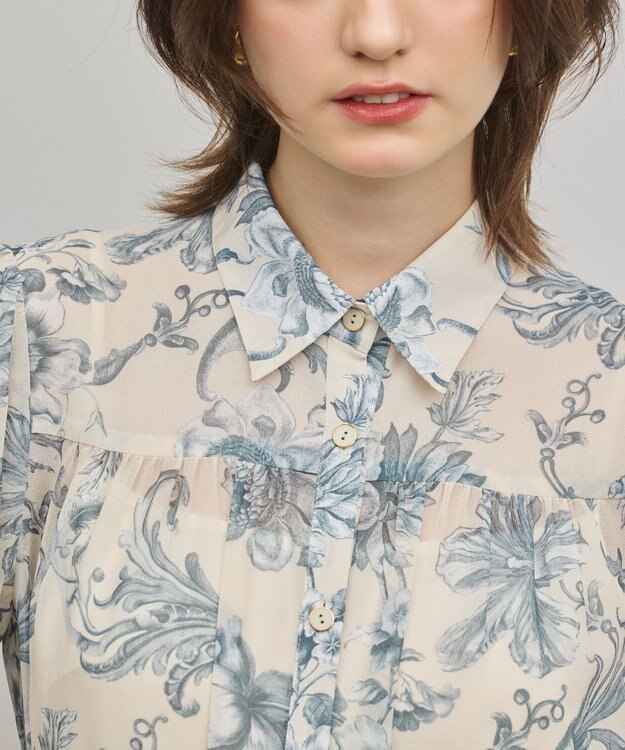 GRACE CONTINENTAL フラワープリントプリーツワンピース ベージュ