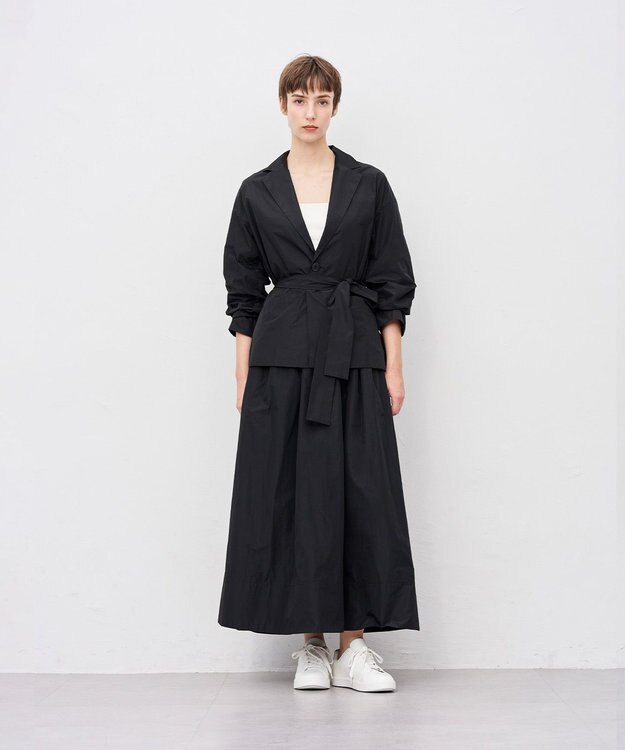 uncrave メモリータフタ フレアスカート ブラック