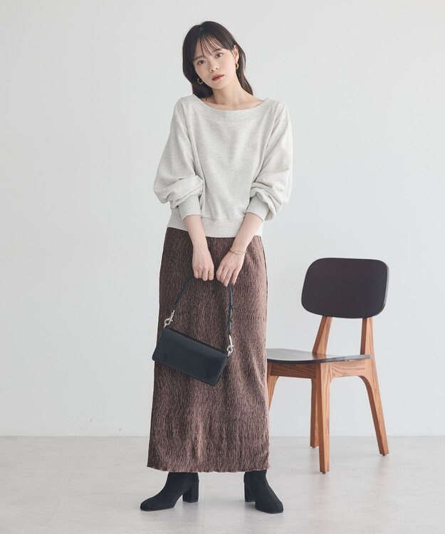 earth music&ecology シャイニーベロアスカート Brown