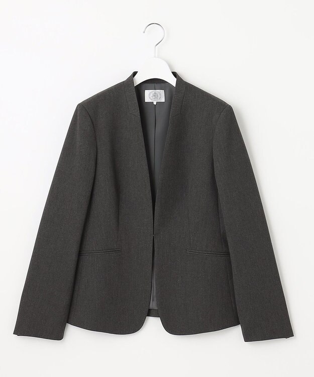J.PRESS LADIES S 【洗える】アルガンシルク ノーカラー ジャケット グレー系