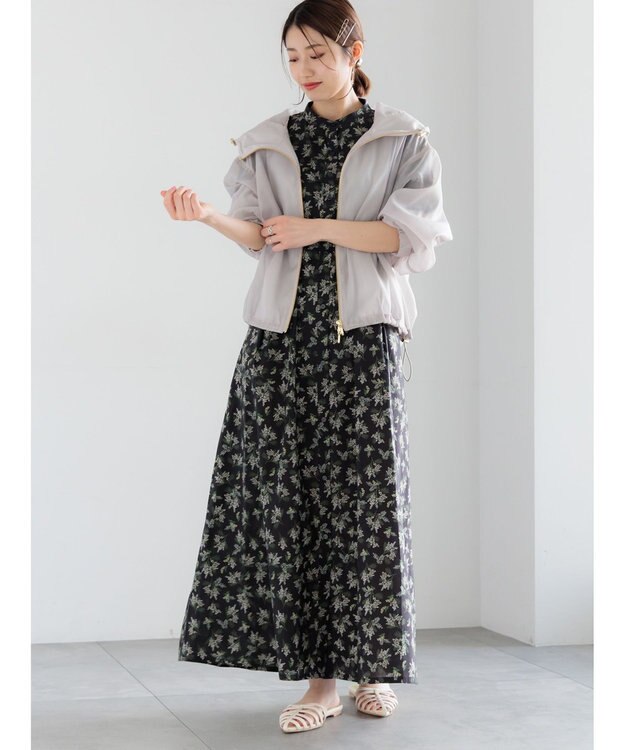 Te chichi 【LIBERTY FABRICS】ウエストタックワンピース ブラック