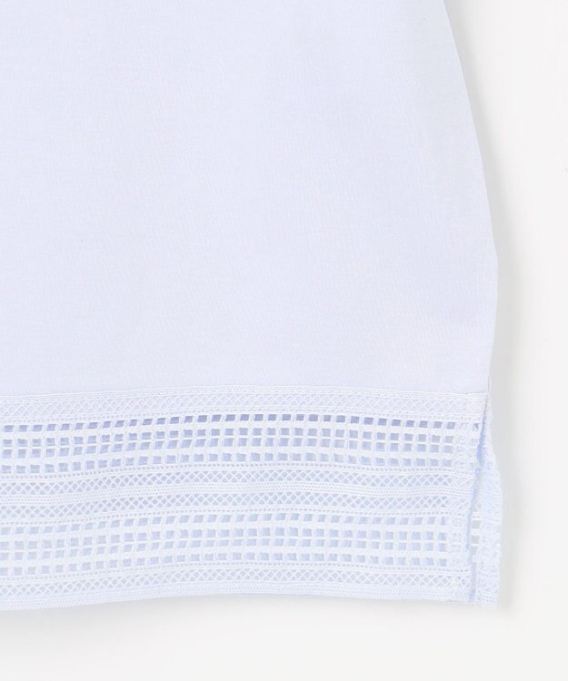 J.PRESS LADIES 【洗える】スムースジャージー レース カットソー ライトサックス系