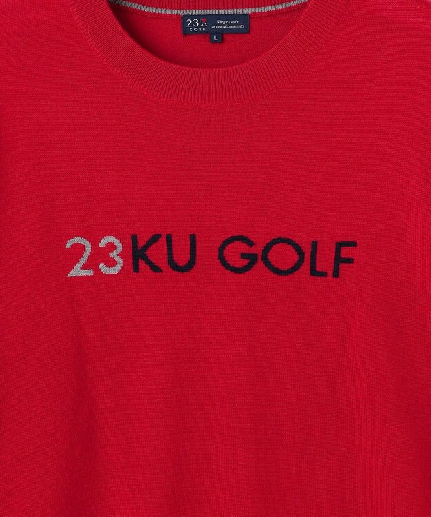 23区GOLF 【MEN】【ウォッシャブル】ウールブレンド ロゴニット レッド系