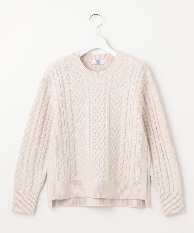 J.PRESS LADIES L 【WEB限定カラーあり・洗える】EIGER CORD ALAN クルーネックプルオーバー ニット オフ系