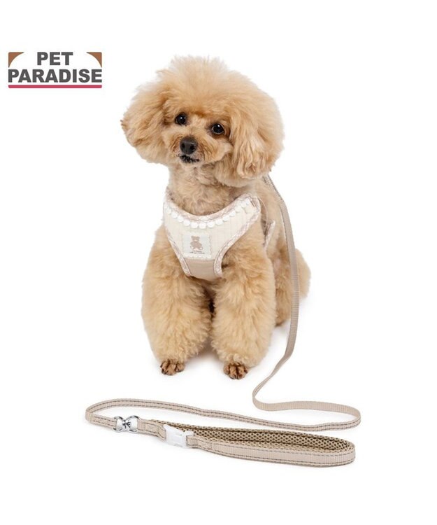 PET PARADISE ペットパラダイス くまちゃん リード付きハーネス 《チェック柄》 ＳＳ ベージュ