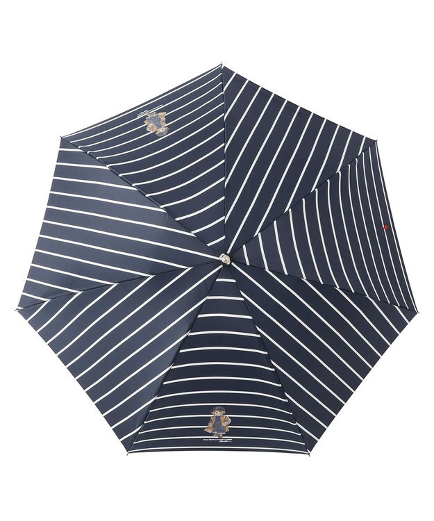 MOONBAT POLO RALPH LAUREN 折りたたみ傘 ボーダーストライプ POLO BEAR ネイビーブルー