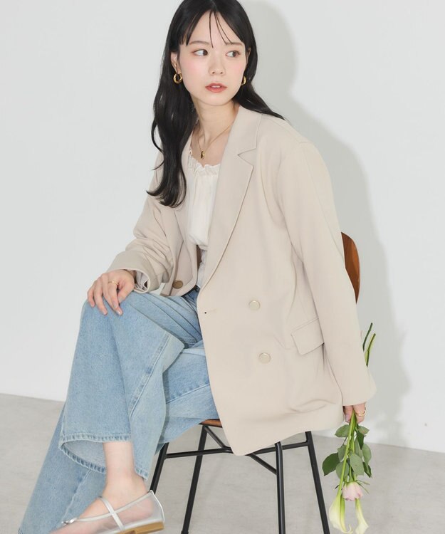 earth music&ecology ダブルテーラードジャケット ベージュ