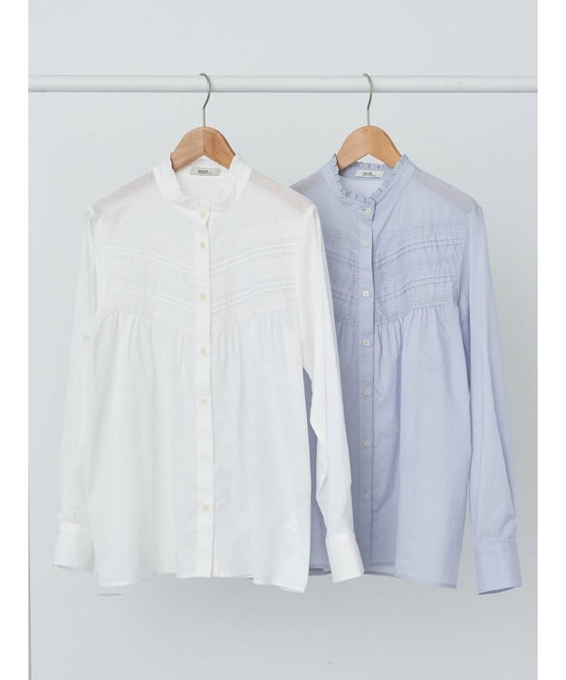 earth music&ecology ピンタックレースブラウス Sax