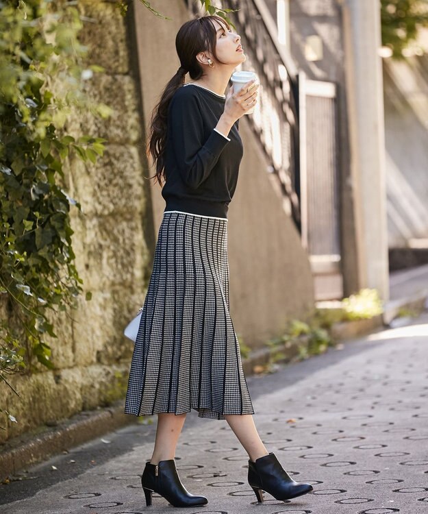 ANY SIS 【美人百花11月号掲載】ミドルフェミニン ショートブーツ ブラック