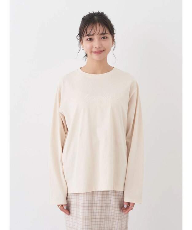 earth music&ecology ｓｔａｒ　ｃｌｕｓｔｅｒ　ロゴロンＴＥＥ Light Beige