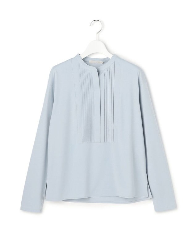 ICB L イージージョーゼット ピンタックカットソー サックスグレー