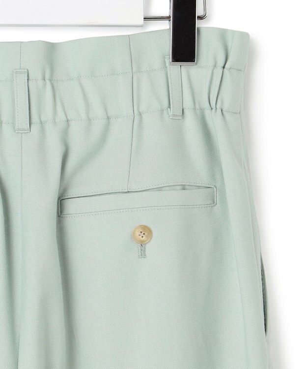 23区 L ナチュラルストレッチサキソニー タック ワイドパンツ ミント系