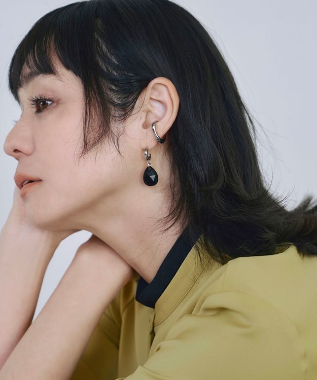 ICB 天然石ピアス ブラック系