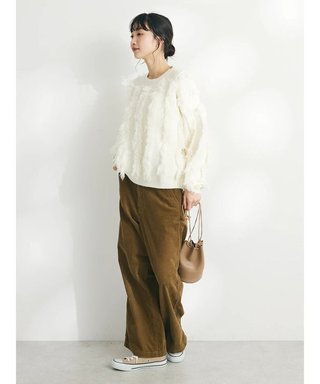 CRAFT STANDARD BOUTIQUE ボリュームフリンジニットプルオーバー Off White