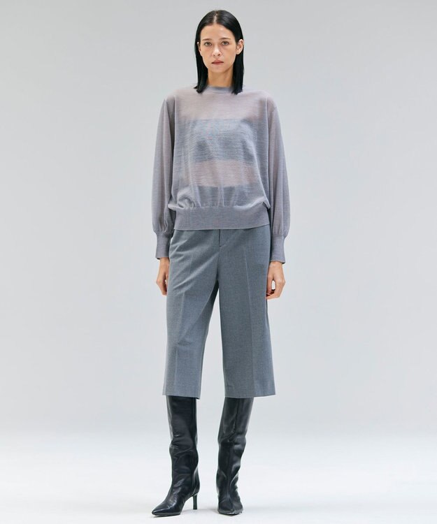 BEIGE， 【洗える】CADDO / シアーウールクルーネックトップス Md.Gray