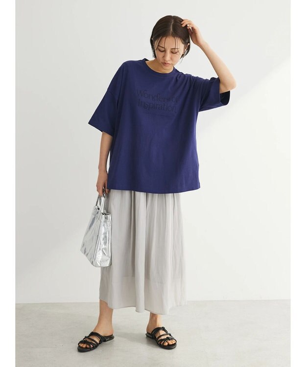 Green Parks シンプルフェミニンロゴチュニック Navy