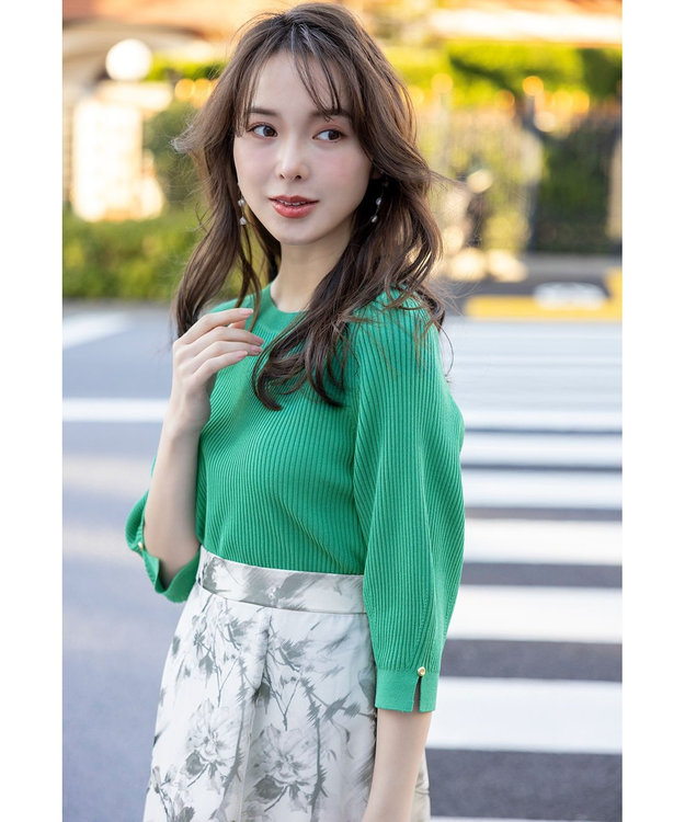 ANY SIS 【UVカット・洗える】コクーンスリーブ プルオーバー グリーン