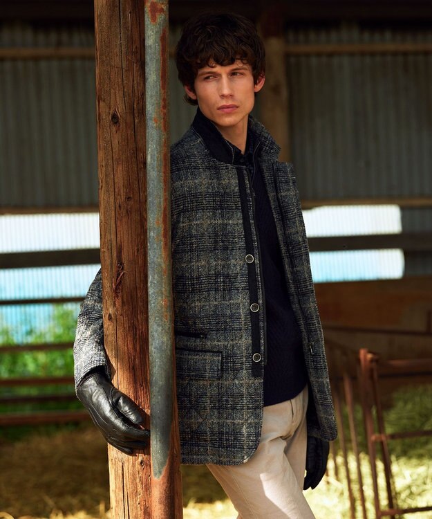 JOSEPH ABBOUD カシミヤブレンド ハイネック ZIP プルオーバーニット ネイビー系