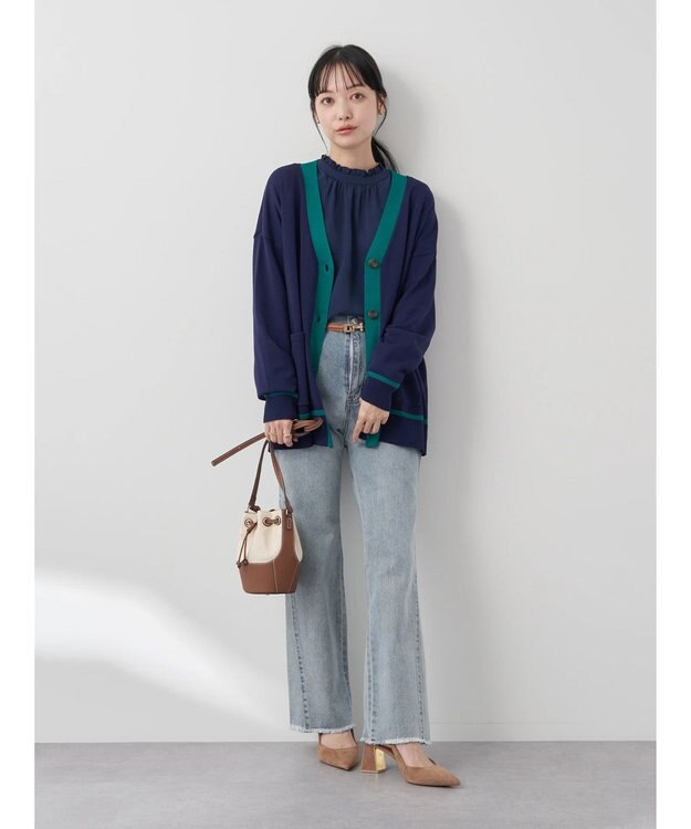 earth music&ecology ２ＷＡＹスタンドフリルブラウス Navy