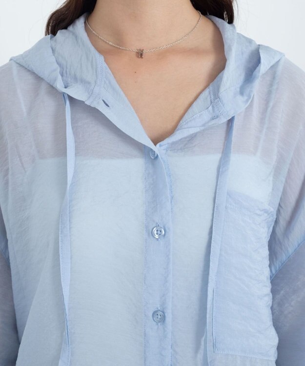 WEGO 【2026年春夏新作】シアーフードシャツ ブルー