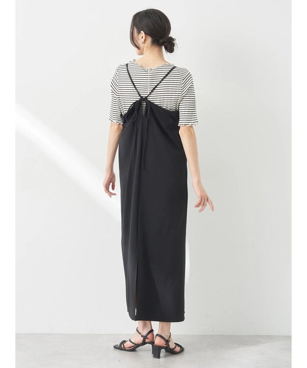 earth music&ecology ＳＥＴ２点ドビーショートブラウス＋キャミワンピース Black