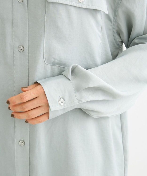 Green Parks ・ＳＵＧＡＲ　ＳＰＯＯＮ　サテンオーバーシャツチュニック Green