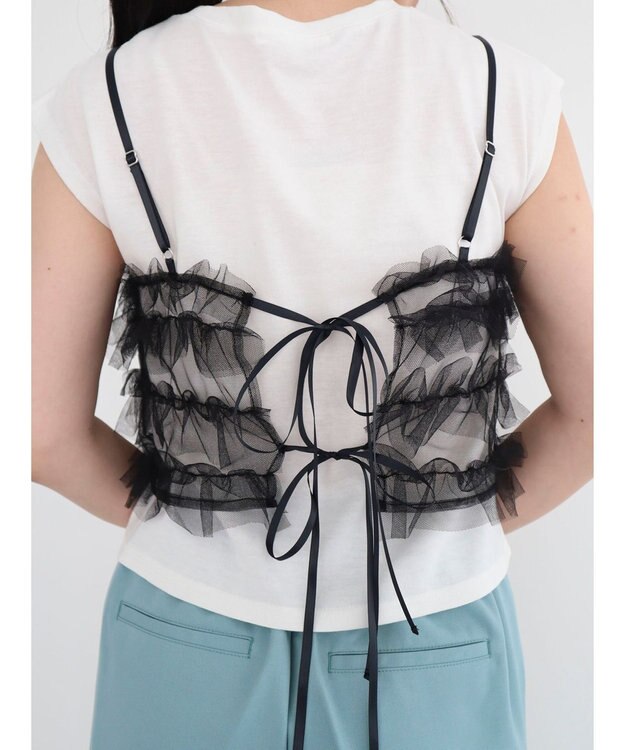 Green Parks ・ｓｗｉｎｇ　ｂｙ　ＳＥＴ２点チュールビスチェ＆フレンチＴ Off White