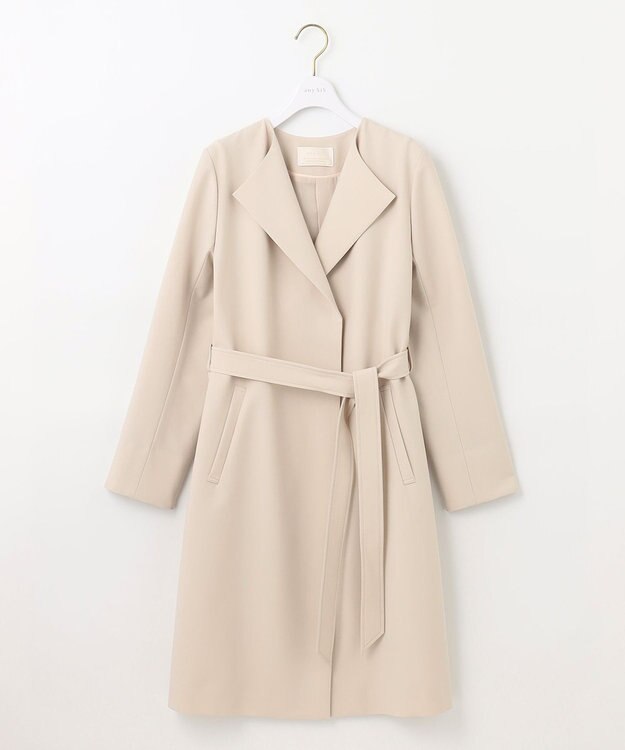 ANY SIS ノーカラーロングテロンチ コート アイボリー