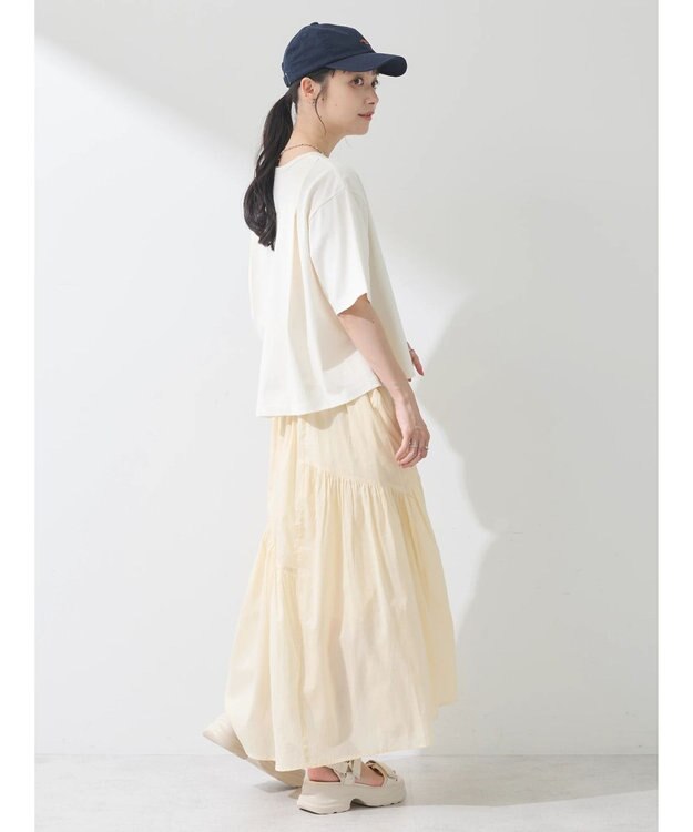 earth music&ecology バックタッククロップドＴ Off White