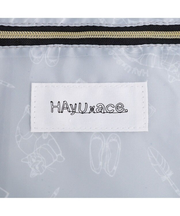 ACE BAGS & LUGGAGE HAyU × ace. トラベルポーチ Lサイズ 猫柄 17823 アイボリー