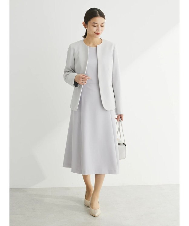 Green Parks ｅｆ－ｄｅ　フィット＆フレアワンピース Gray Beige