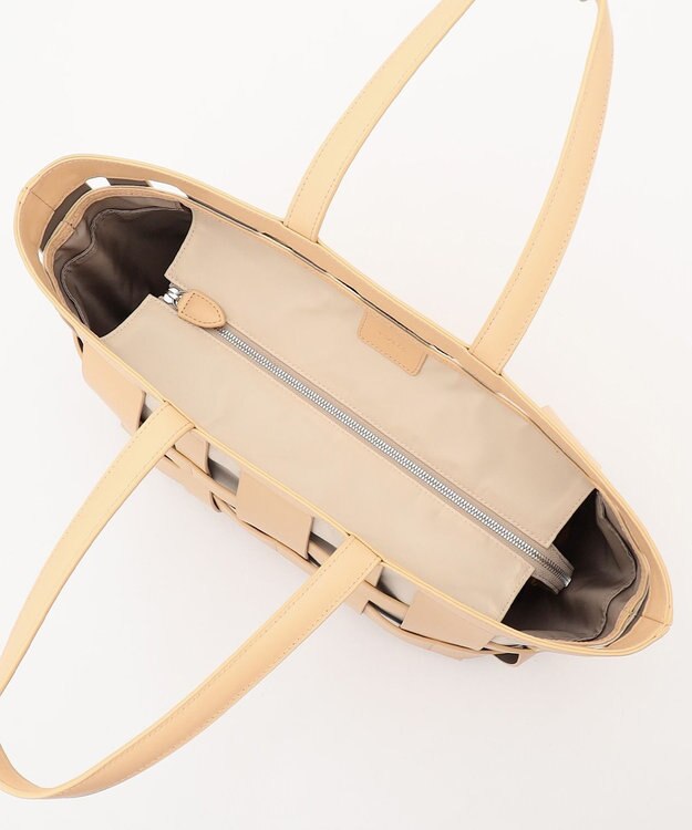 Y'SACCS 【リサイクルレザー】メッシュかごバッグ　large ナチュラル×アイボリー